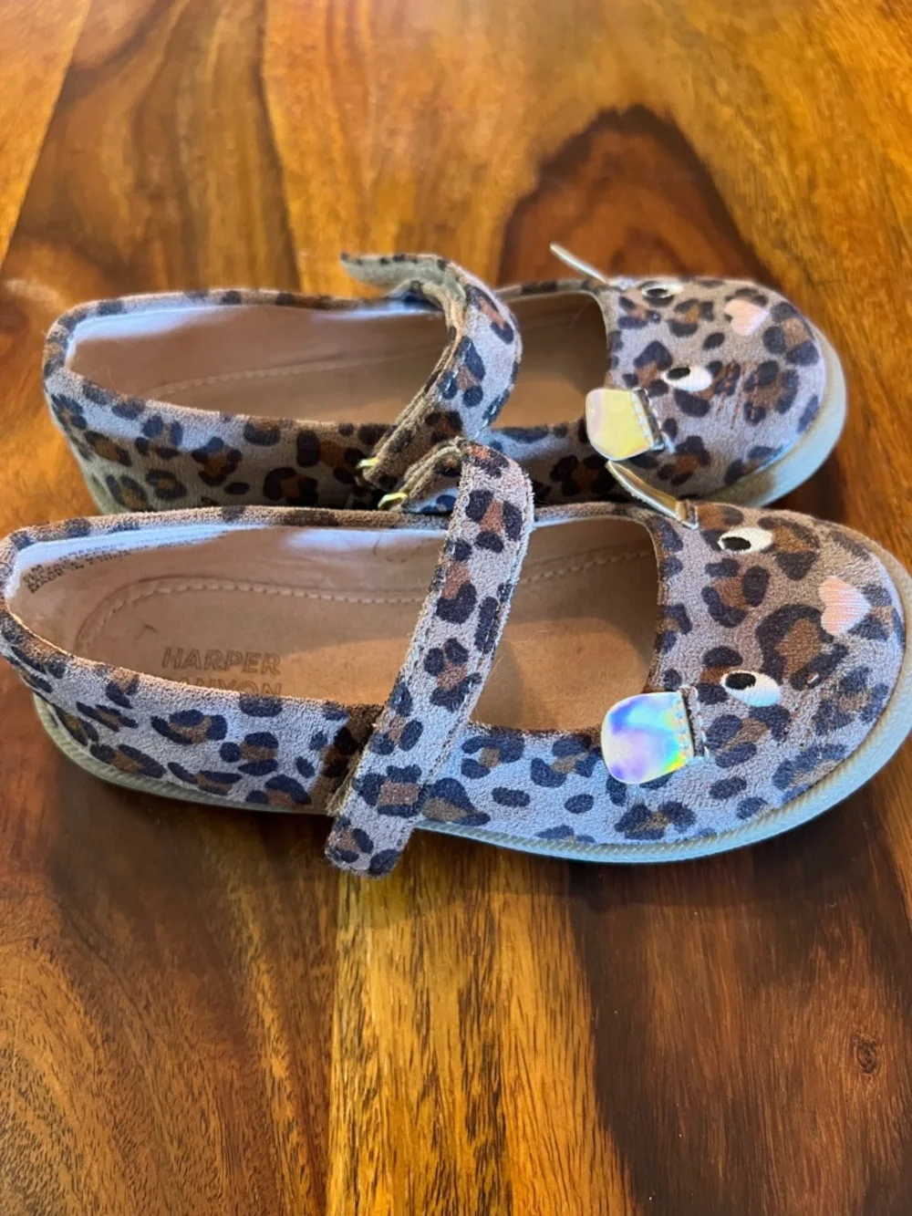Harper Canyon Leopard Print Moccasins with Iridescent Ear Details - Brown